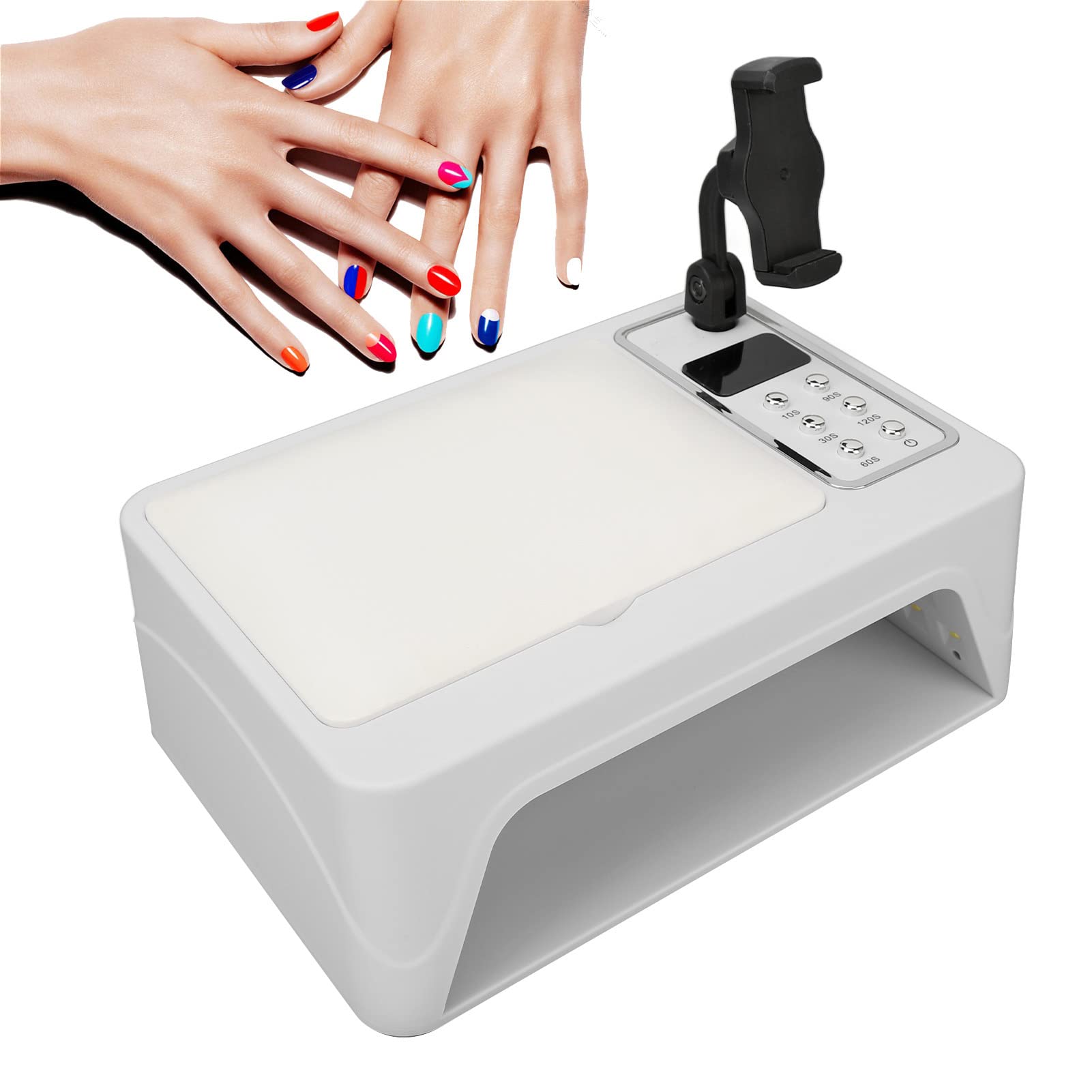 96W lámpara de uñas, gran espacio profesional UV LED de uñas de luz de la máquina para uñas de gel, secador de curado rápido con teléfono Satnd para el hogar, salón de arte