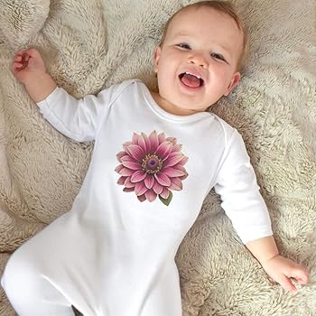 Azeeda 0-3 Month 'Dahlia Flower' Baby Romper Jumpsuit/Sleep Suit