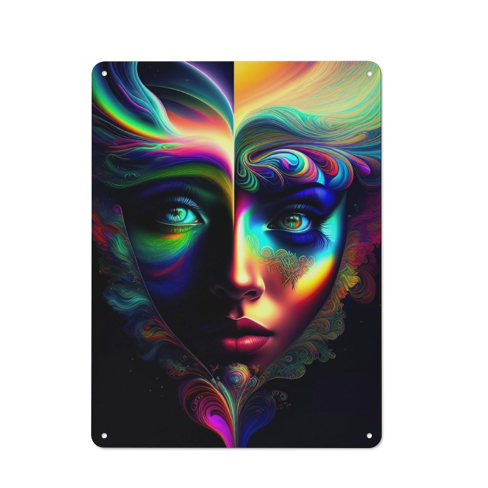 Junmoney Lady Surreal 04 Industrial-Style Tin Sign 40X30cm For Café Or Home Bar, For Cooler-Month Interiors With Industrial Character