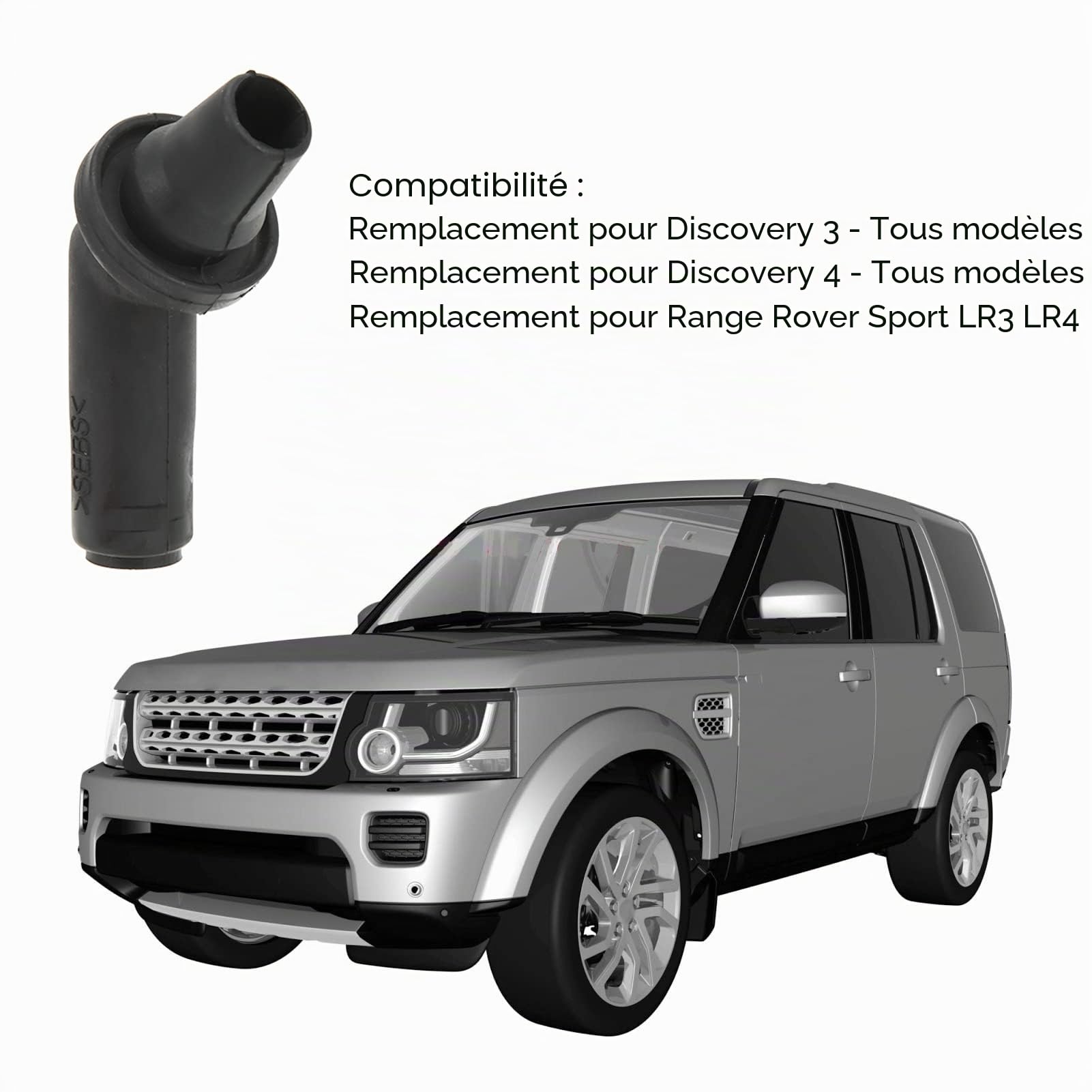 KIMISS Connecteur de Tuyau de Vidange d'eau pour Toit Ouvrant, 4 Connecteurs de Tuyau de Vidange pour Toit Ouvrant EEH500100 en Caoutchouc Noir de Remplacement pour Sport LR3 LR4