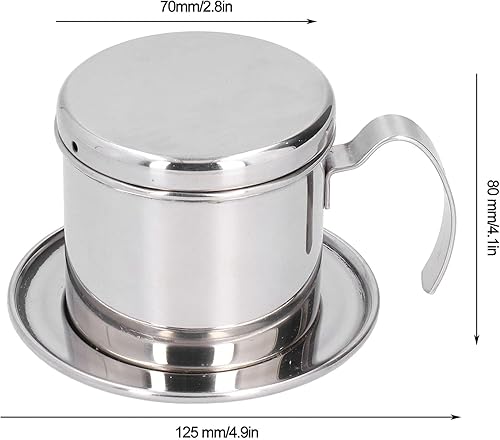 Miniatura 6 de BORDSTRACT Filtro de café vietnamita, percolador de café manual reutilizable de acero inoxidable para café molido