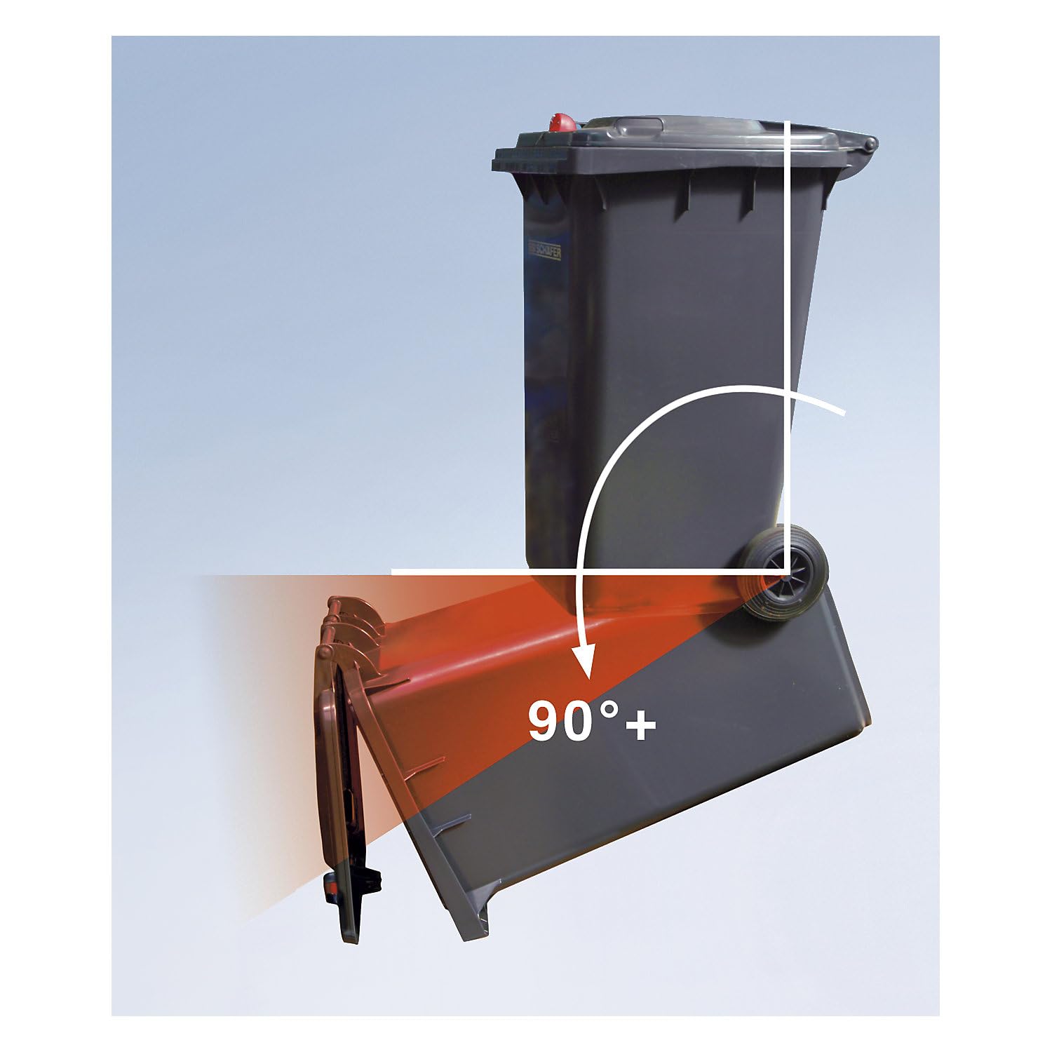 Conteneur à déchets en plastique à fermeture par gravité - capacité 120 l, h x l x p 933 x 482 x 552 mm - anthracite
