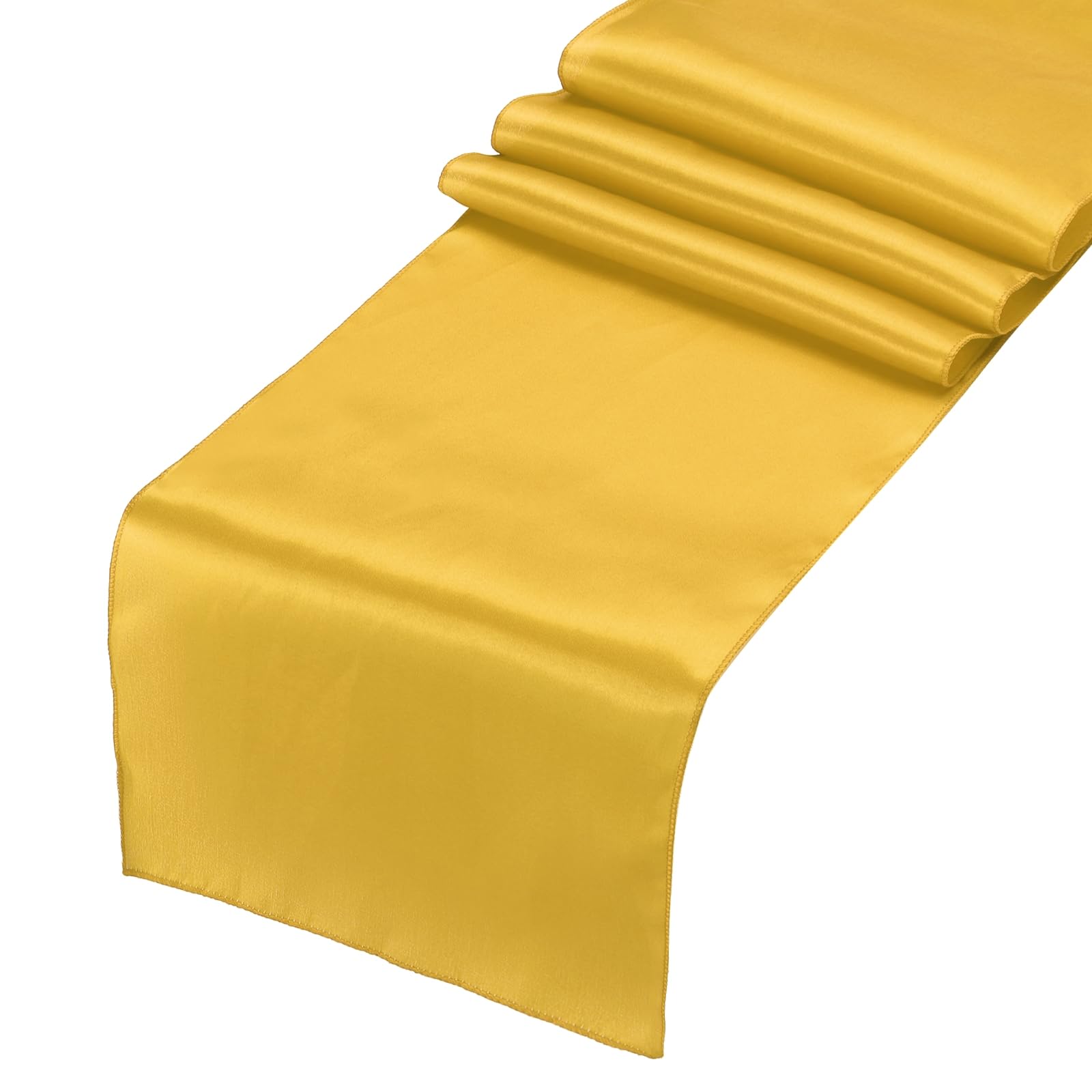 Chemin de table en satin doré au tissu lisse effet soie haut de gamme