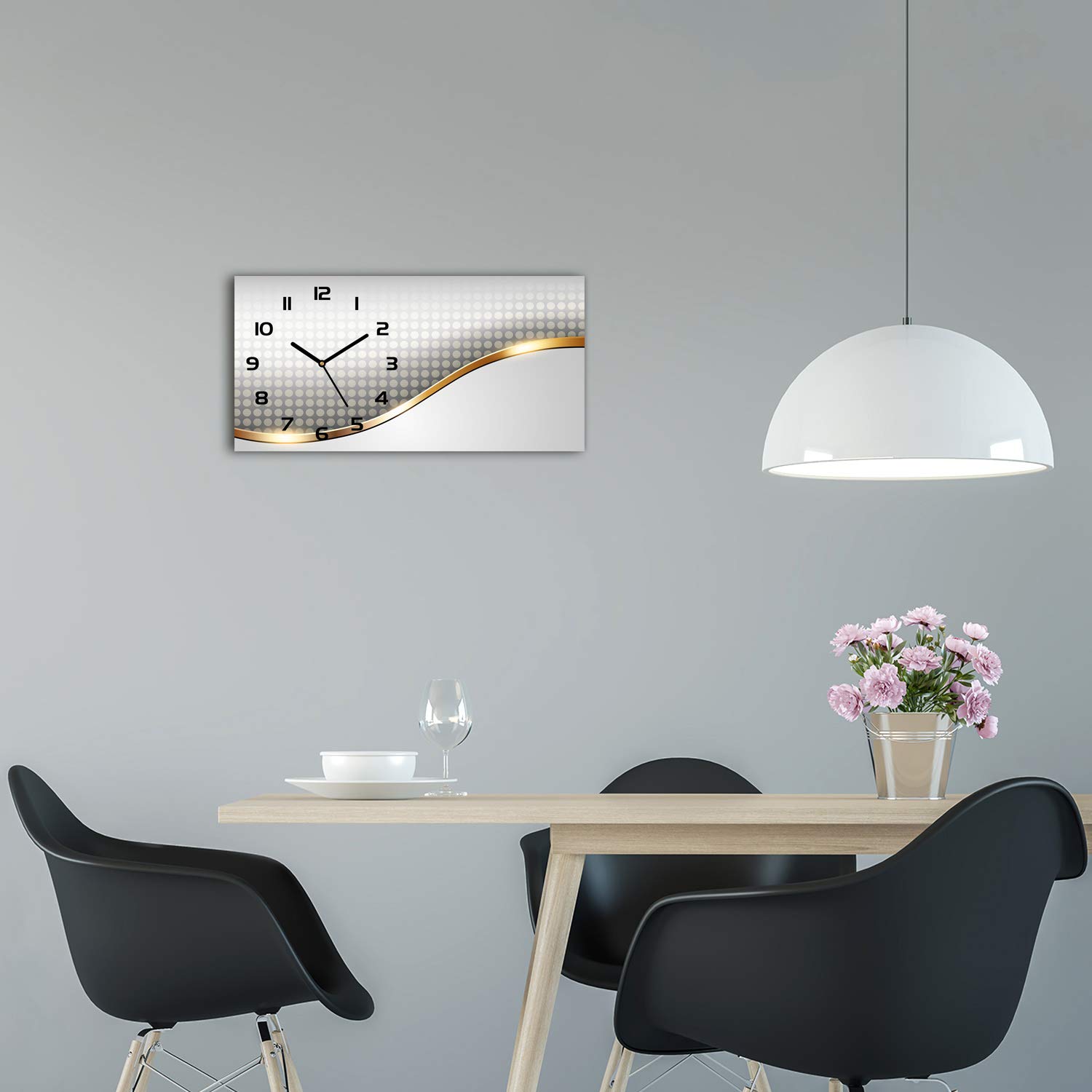 Tulup Reloj De Pared De Vidrio 60x30 Silenciosa Grande Original Moderno Decorativo Negro - abstracción