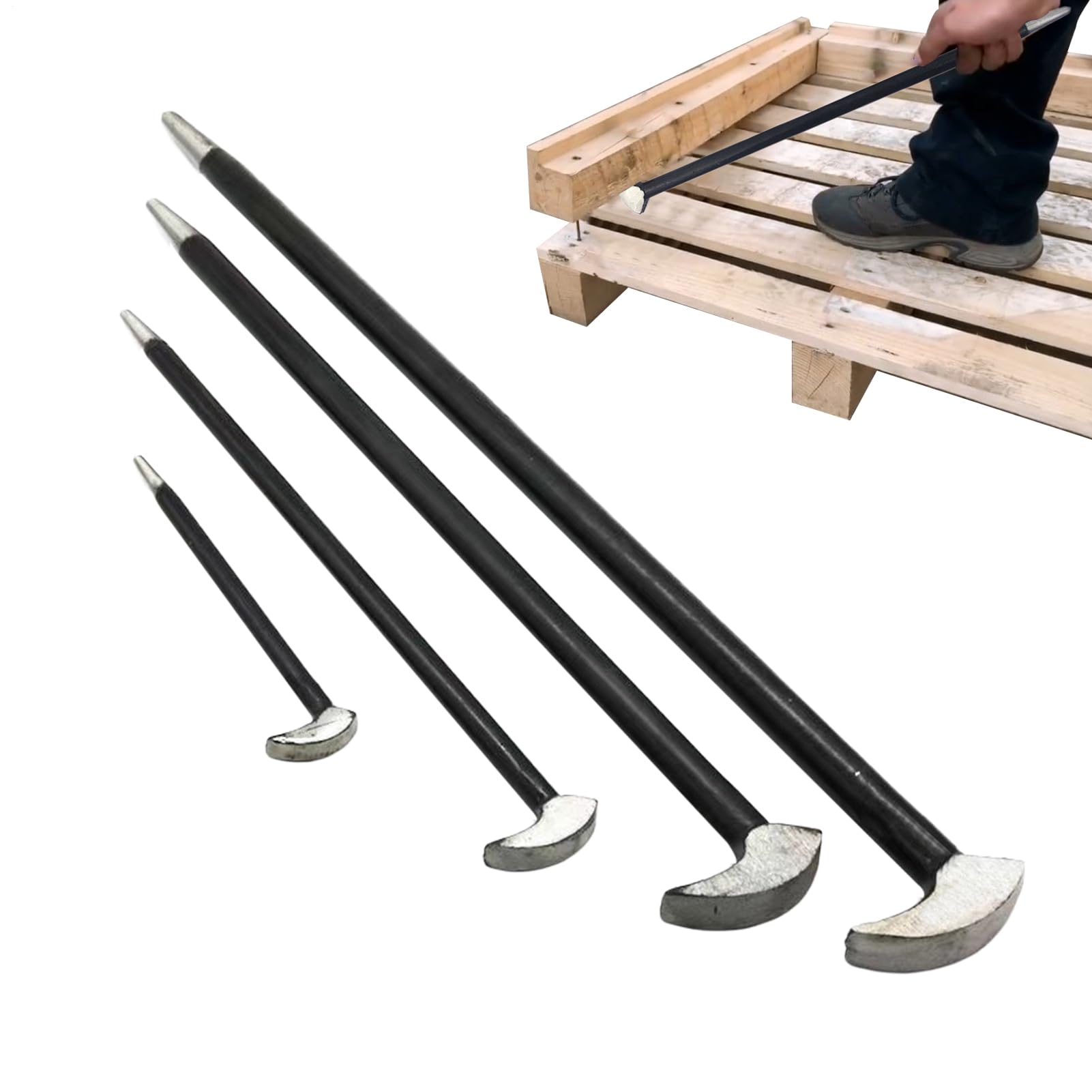 Juego De Palancas 4X Acero Forjado Doble Punta | Barreta Para Mecánico Palanca Raspado Elevación Tracción Reparación Automotriz Herramienta Alineación Ruedas Coche Camión