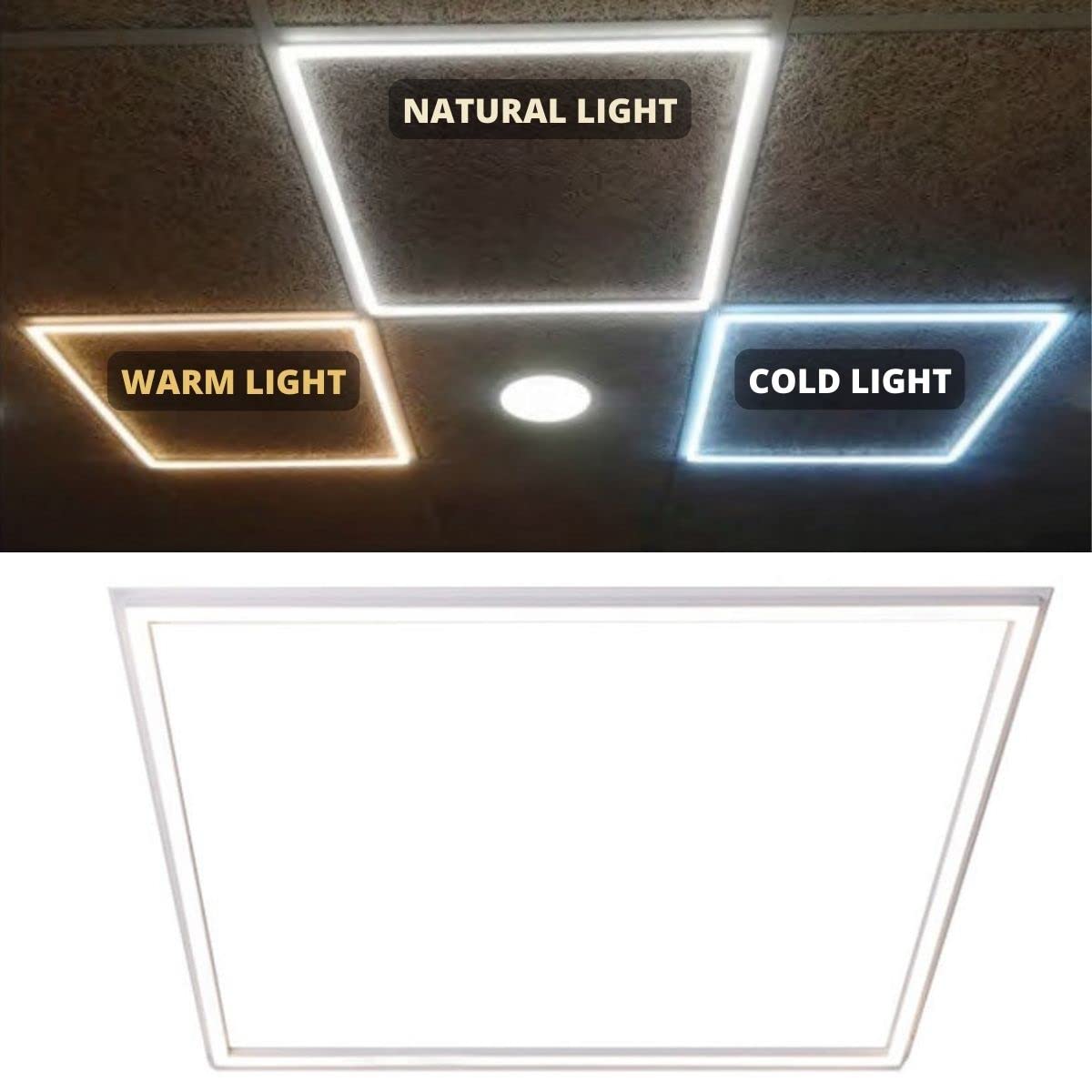 JANDEI – 2 Pannelli LED 60x60cm. Cornici Luminose da 48W, 4800 Lm per Installazione in Controsoffitti Modulari con Pannelli Armstrong, 40000 ore - Driver incluso (Luce Fredda 6000K)