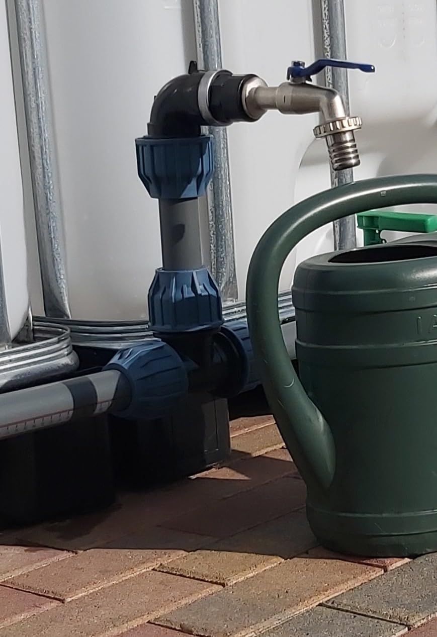 IBC Tankverbindung für 2-6 Wassertanks 40 mm mit extra großem Schwanenhals Auslauf (3)