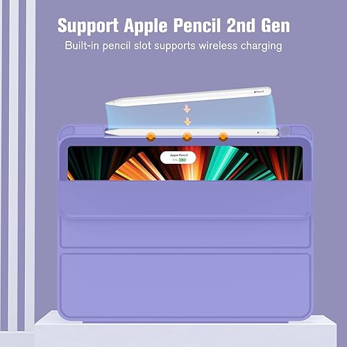 Miniatura 10 de ZryXal Funda para iPad Pro de 12.9 pulgadas 202220212020 (654 generación) con soporte para lápices, funda inteligente para iPad compatible con Touch