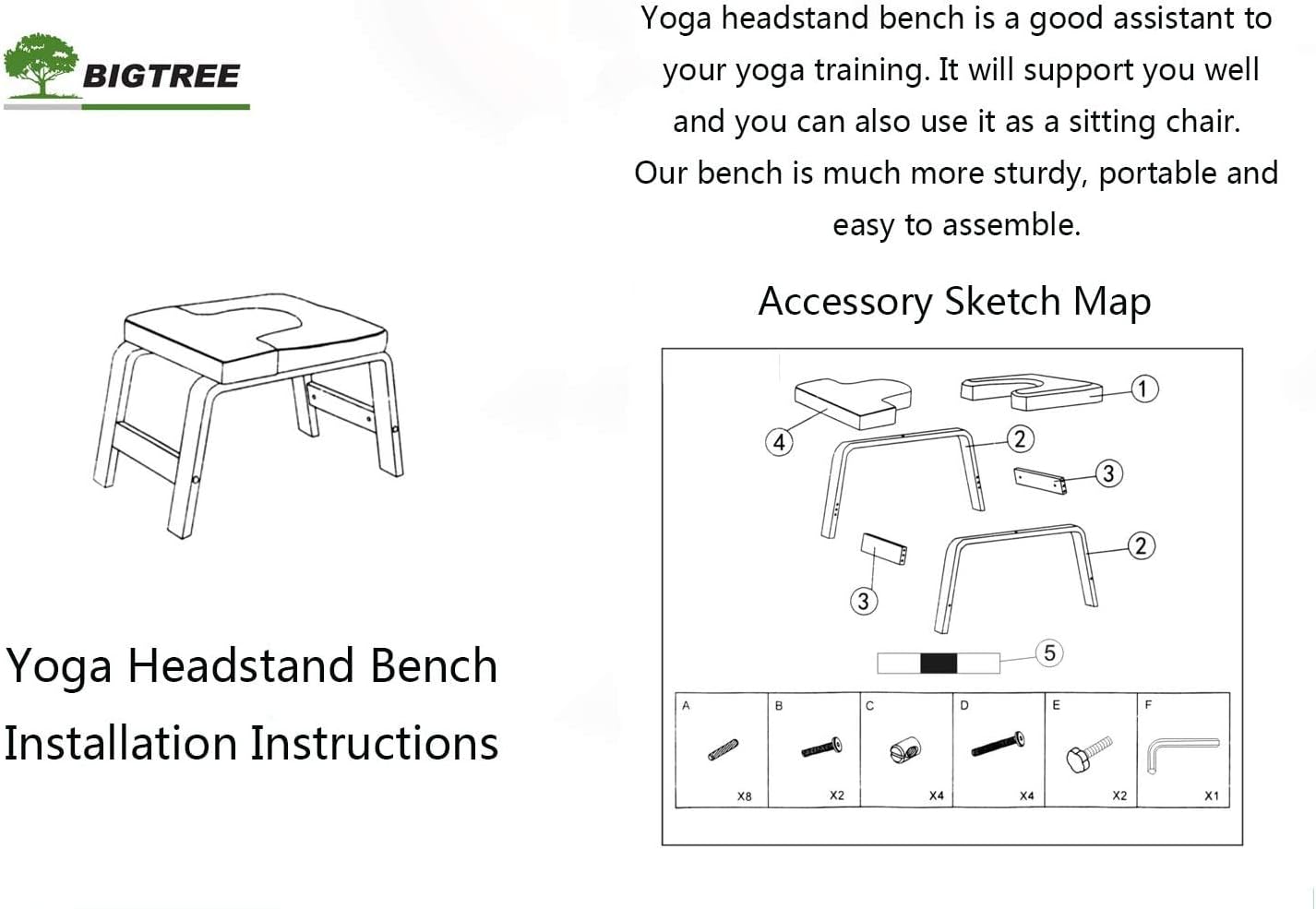 BIG.TREE Yoga Headstand Bench w/VC Pads,Yoga Inversion Chair Stool Handstand,Solid Fitness Bench Perfect for Feet Up and Balance Training Core Strength Building Backbends Yoga Asana Practice : Sports & Outdoors