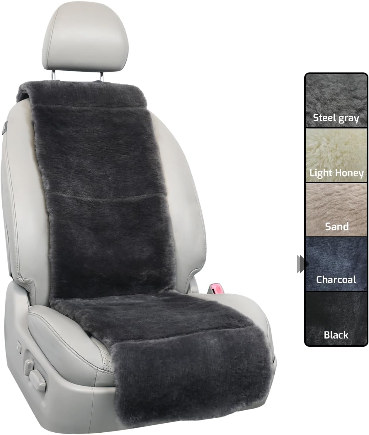 Aegis Cover Sheepskin Seat Covers, Merino Wool Front Car Seat Vest Cover with Nonslip Backing, Super Soft Dense Pelt Fuzzy Interior,Universal Fit for Most Cars SUVs Trucks Sedans