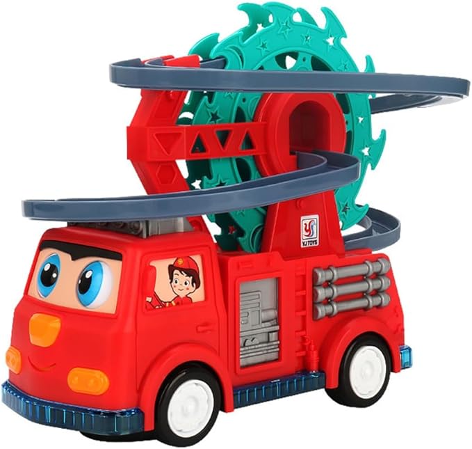 Fiorky Pista eléctrica Tobogán de Juguete Diseño de ensamblaje Animales Juguete para Subir escaleras Ejercicio Habilidades prácticas con luz Musical para niños Niño