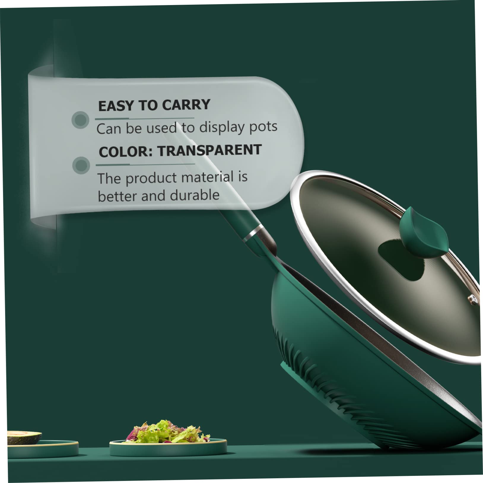 MUCKLILY 1Pc Acrylic Pot Rack Display Stand Practical Frying Pan Holder for Induction Cookers Compact Kitchen Organizer Transparent Showcase for Pans and Cookware Space Saving Design