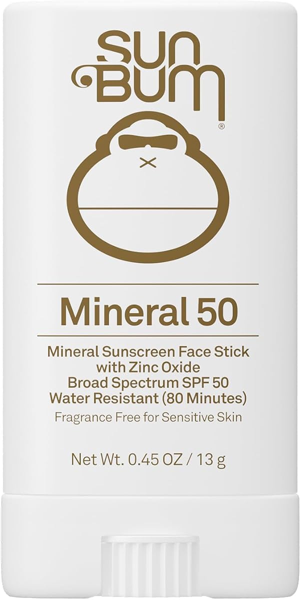 Protector solar Sun Bum Mineral SPF 50 Face Stick - Tamaño de viaje, 0.45 oz | Protector solar de amplio espectro, para piel sensible, vitamina E, Hawaii 104 Act (sin octinoxato y oxibenzona)