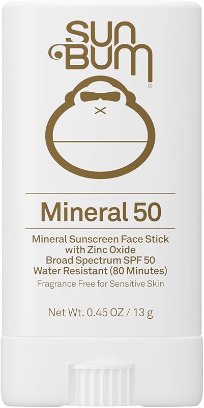 Protector solar Sun Bum Mineral SPF 50 Face Stick - Tamaño de viaje, 0.45 oz | Protector solar de amplio espectro, para piel sensible, vitamina E, Hawaii 104 Act (sin octinoxato y oxibenzona)