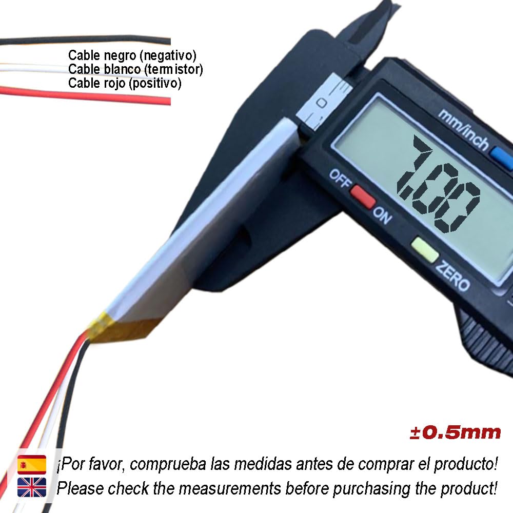 Batteria LiPo 702025 3.7V 300mAh 1S Con PCM E Termistore NTC – 3 Cavi, Per Smartwatch E Dispositivi Elettronici (non Per RC) - 5