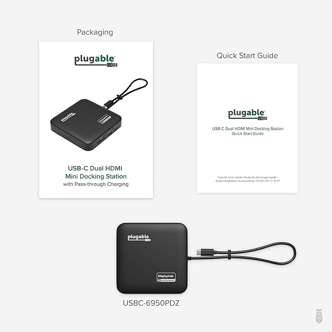 Plugable 7 en 1 Dock USB-C DisplayLink Dual 4K 60Hz HDMI miniatura 7