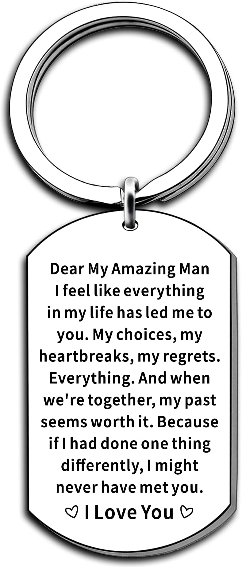 AMZQAnniversary Keyring Gifts for Boyfriend Husband Hubby Fiance Wedding Christmas Birthday Gift Fathers Day Valentine’s Day Gift for Men I Love You Keyring Gifts for Him