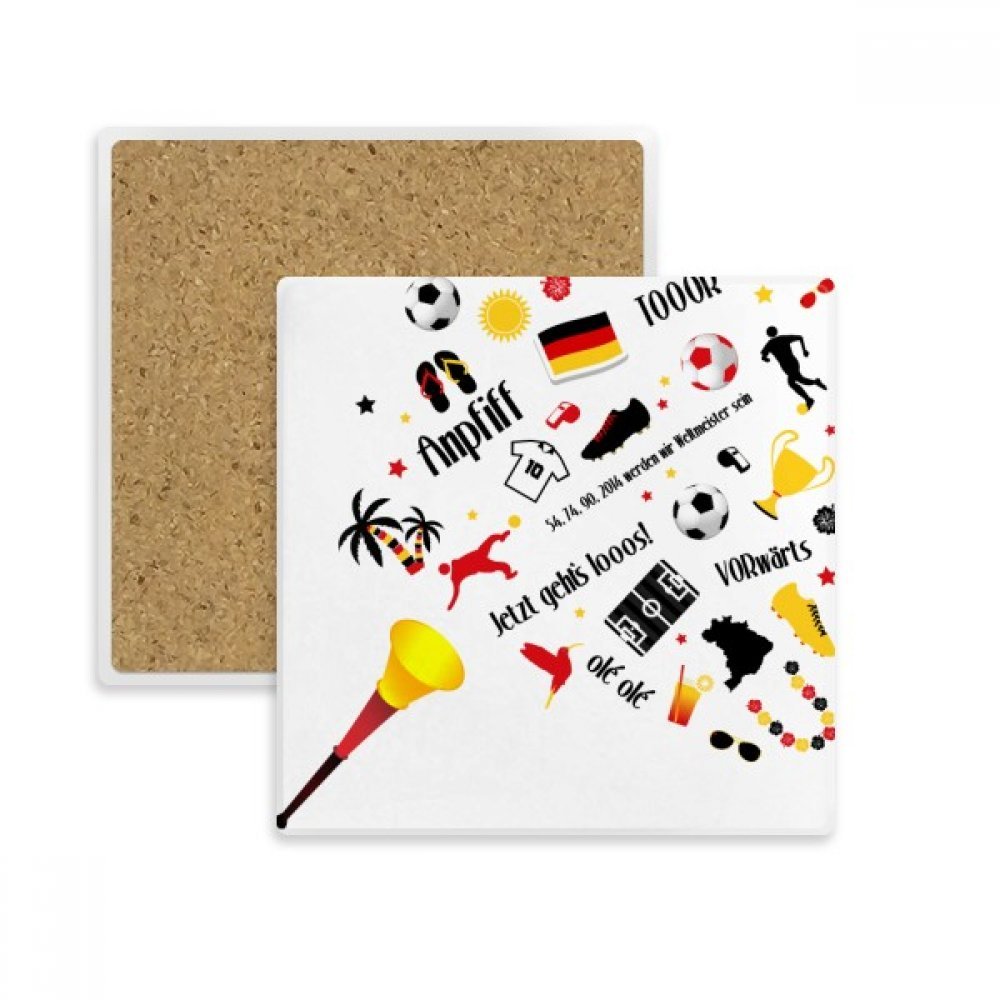 Coaster Allemagne drapeau football carré en pierre absorbant pour tasse