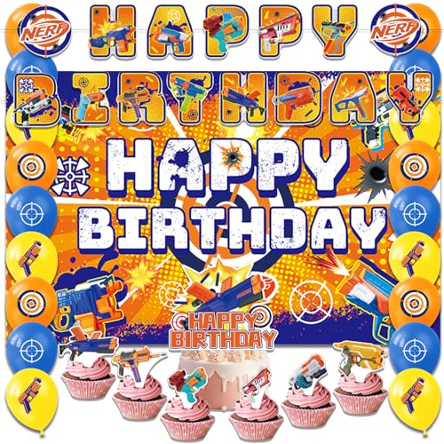 Senliart 42pcs Dart War Party Supplies Battle War Theme Birthday Decorations Orange Cartoon Battle Birthday Party Decorations