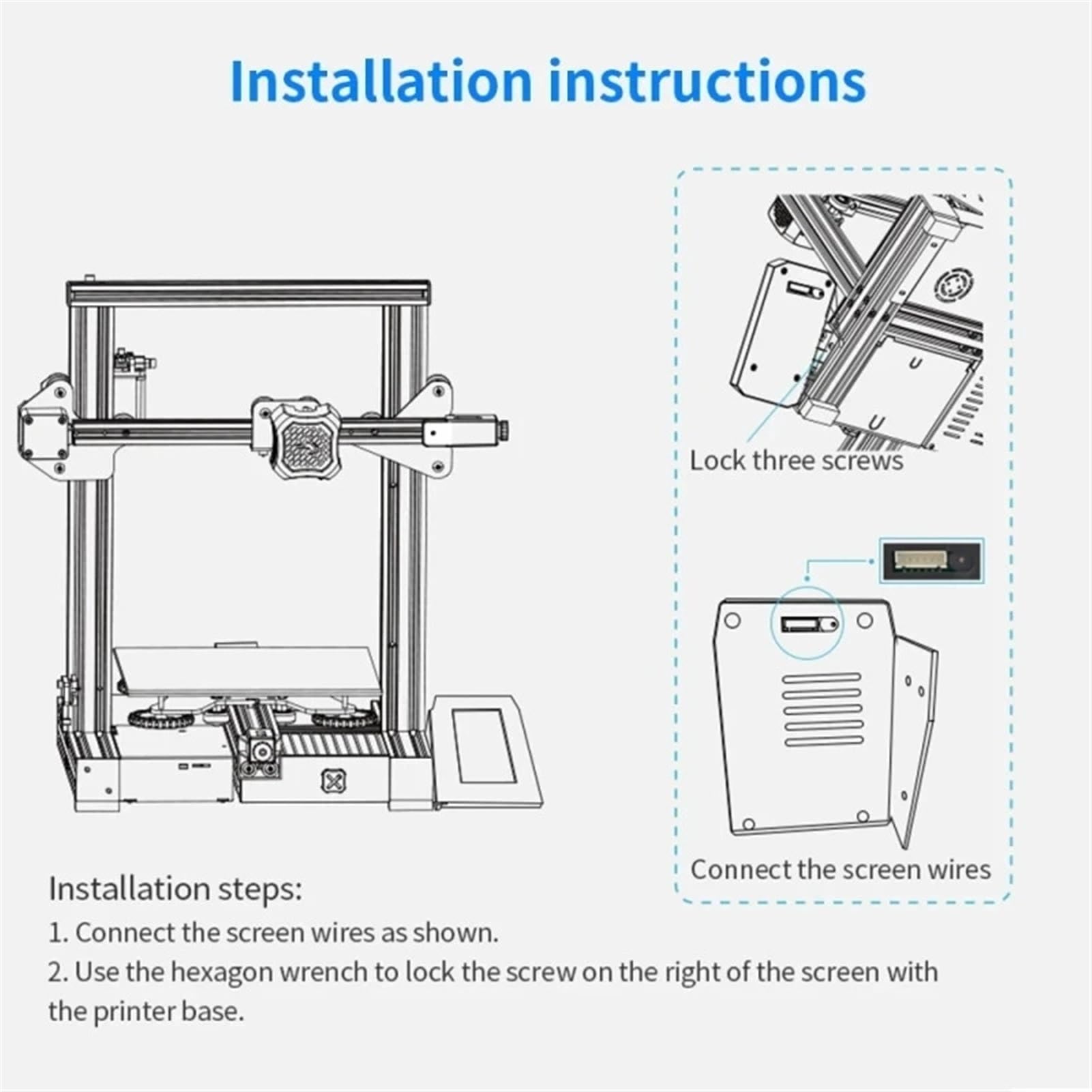 Kit d'affichage LCD à écran tactile couleur 3D de 4,3 pouces, 24 bits, for pièces d'imprimante Ender-3/Ender-3 Pro/Ender-3 V2