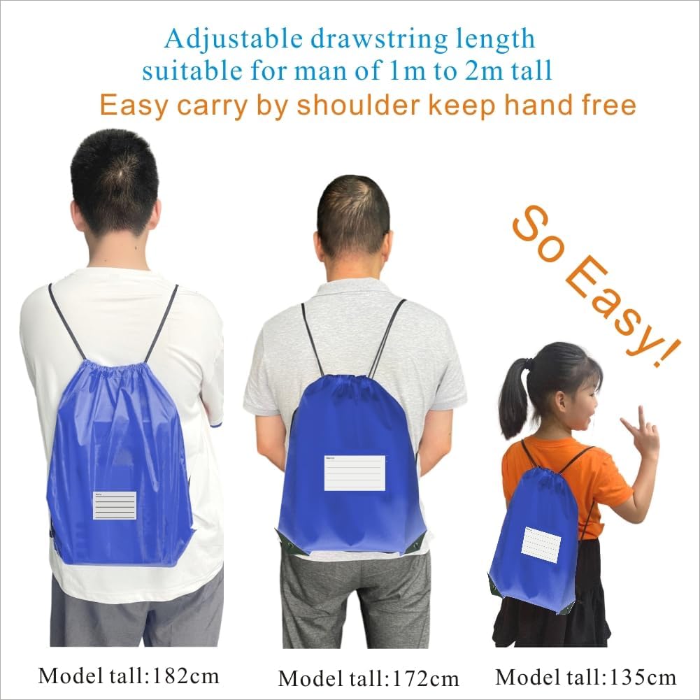 Drawstring Backpack Bulk 20 Packs Draw String Bags for Gym Sports Trip Pedestrianism Cinch Sack DIY for Women Men with Memo Card(sky blue light blue) - Image 7