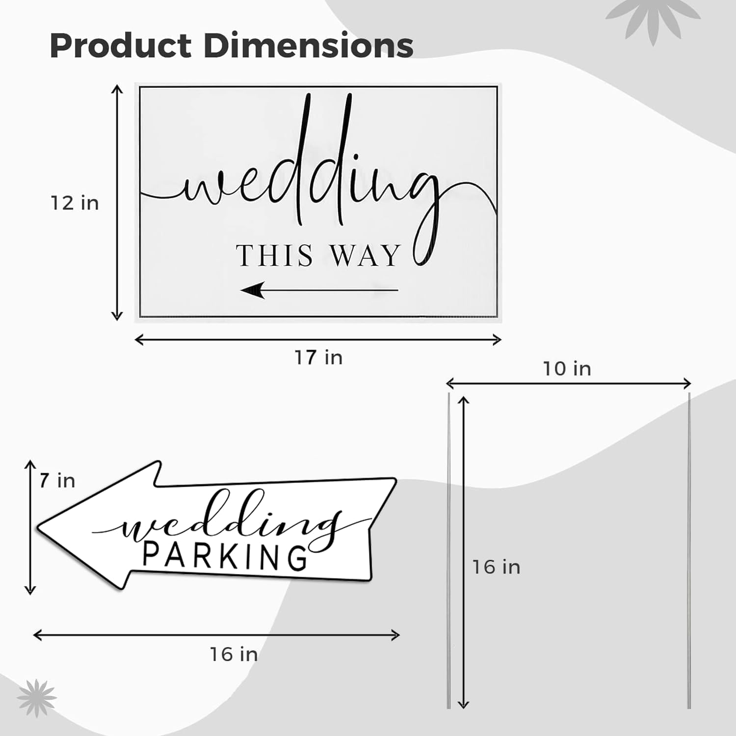 7Pack Wedding Directional Signs 3 Pack This Way Ceremony Signs + 4 Pack Wedding Parking Arrow Signs Double-sided with Metal Stakes Weather-Resistant for Reception & Outdoor Events (16”*12”)