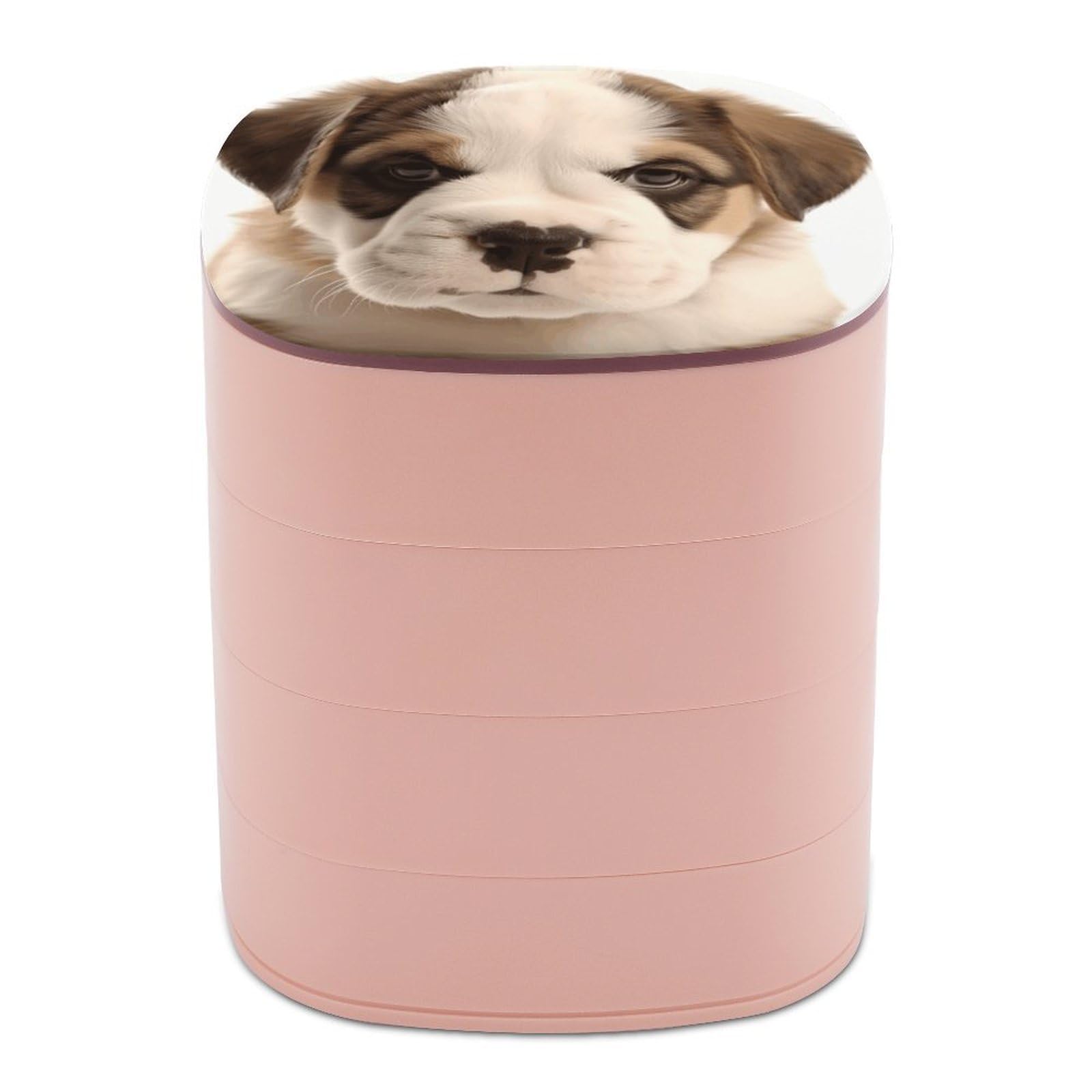 JTREHY Dog Puppies Jewelry Box 4-Layer Covered Rotating Jewelry Storage Box Large Capacity Storage Boxes Portable Jewelry Case for Bracelets Earrings Necklace