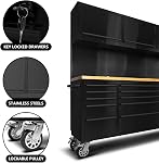 72 Armoires de garage de pouce, boîte à outils avec 15 Tiroirs & 3 Armoire de porte, Système de rangement de garage lourd, Armoires de garage en métal avec pegboard, 35mm Haut en bois, coffre à outils mobiles verrouillables (GTC1818B)