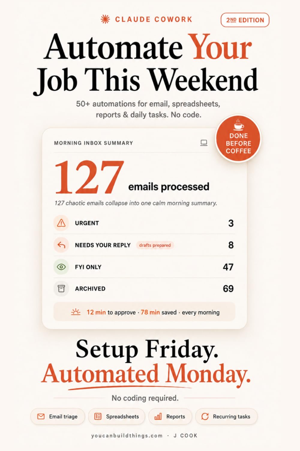 Claude Cowork - Automate Your Job This Weekend: 50+ Automations for Email, Spreadsheets, Reports, and Daily Tasks Using Claude Computer Use (Claude Beyond Code Series)