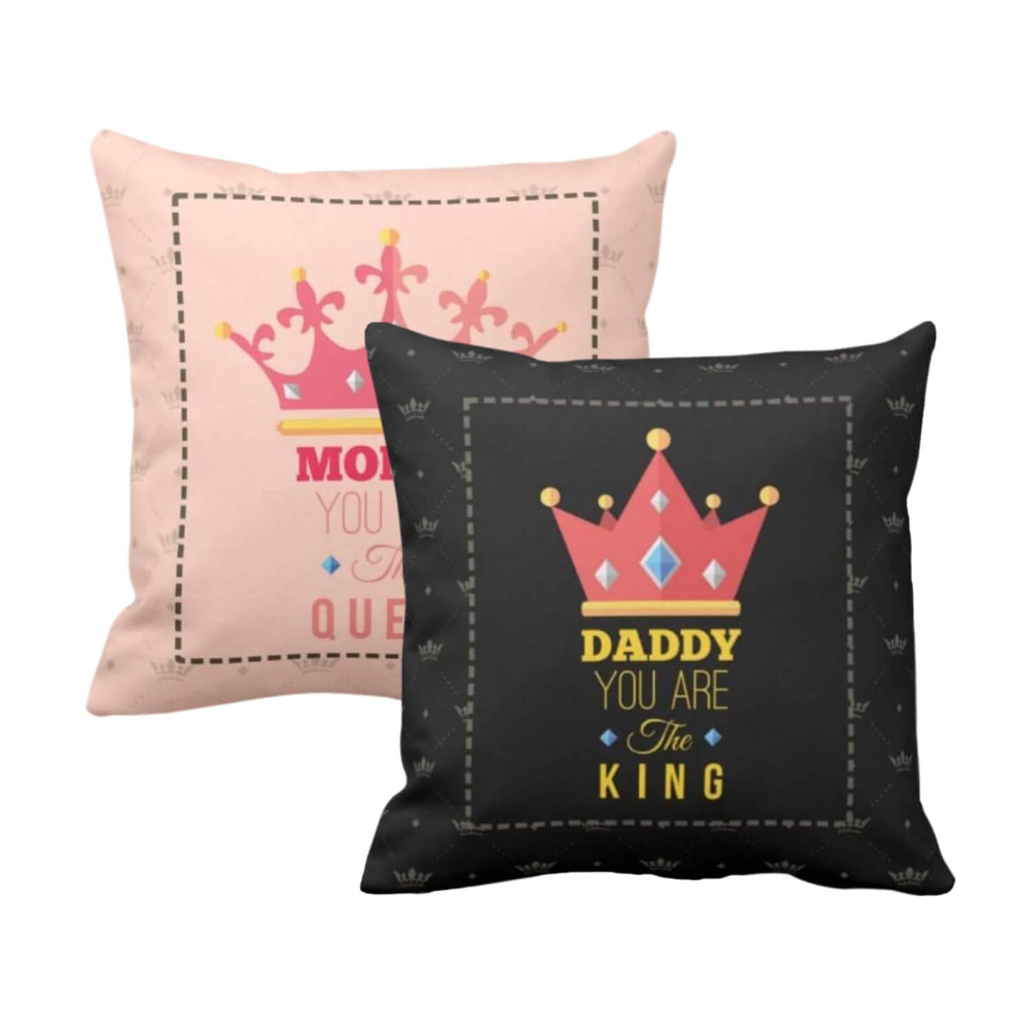 TheYaYaCafe Birthday Gifts for Mom Dad 16 x 16 inches King Daddy Queen Mommy Printed Velvet Cushion Cover Throw Pillow-image-23