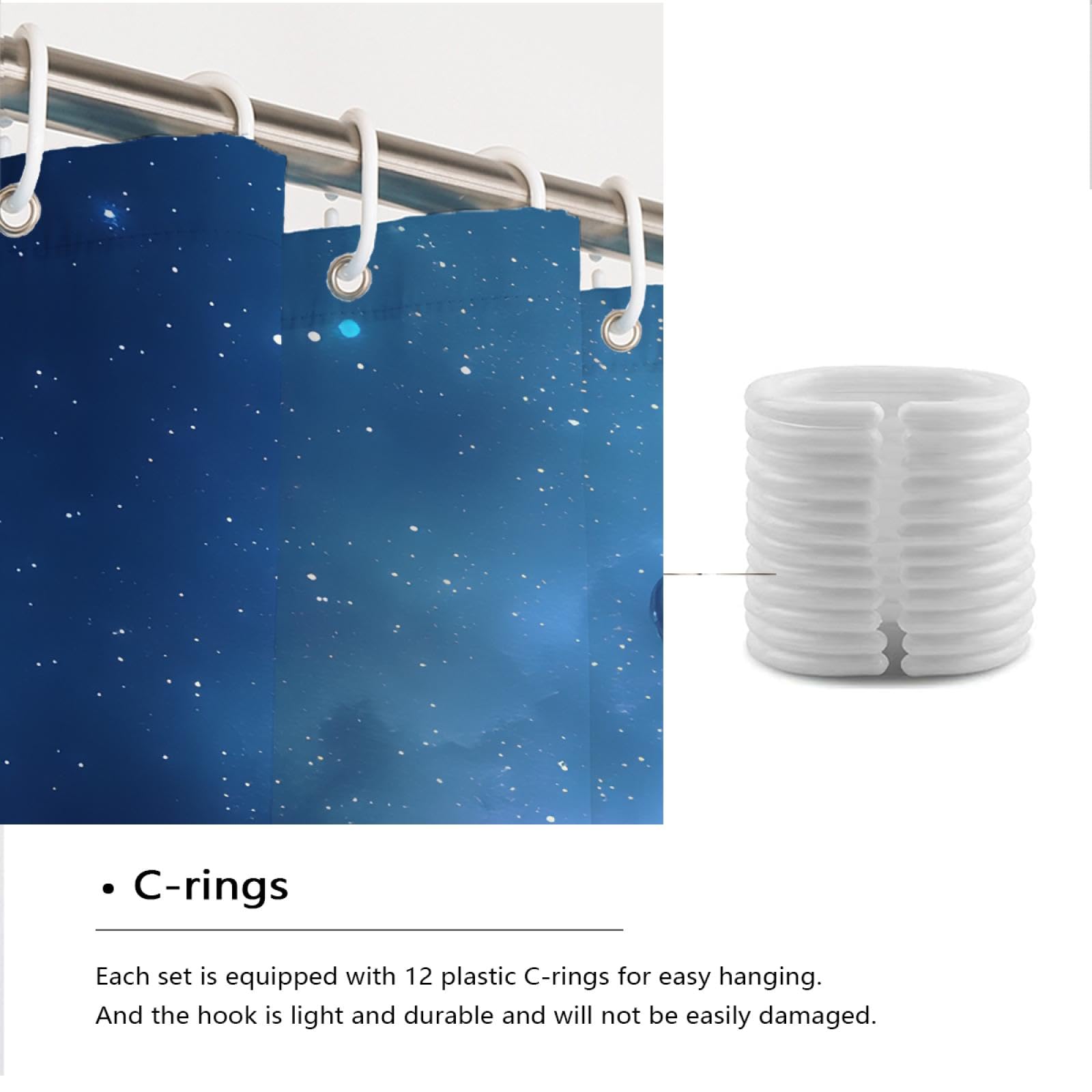Cortina de ducha con tema espacial Cortinas de ducha con patrón de planeta creativo Cortina de ducha de tela impermeable para bañera de baño con ganchos 200Bx220Lcm
