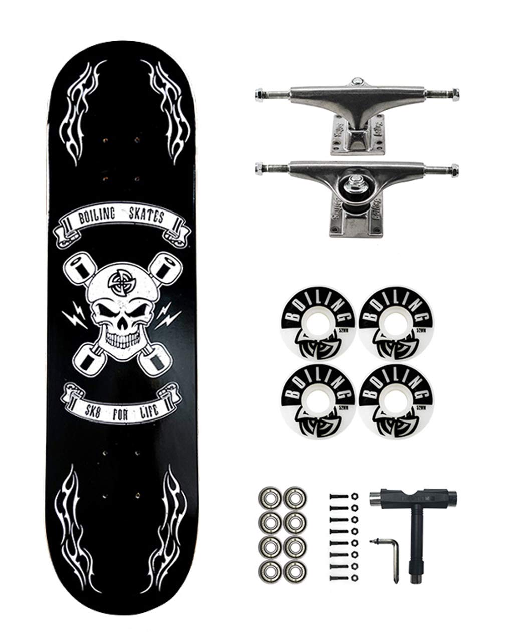Skateboard complet débutant 31 pouces avec roue dure d'équilibre