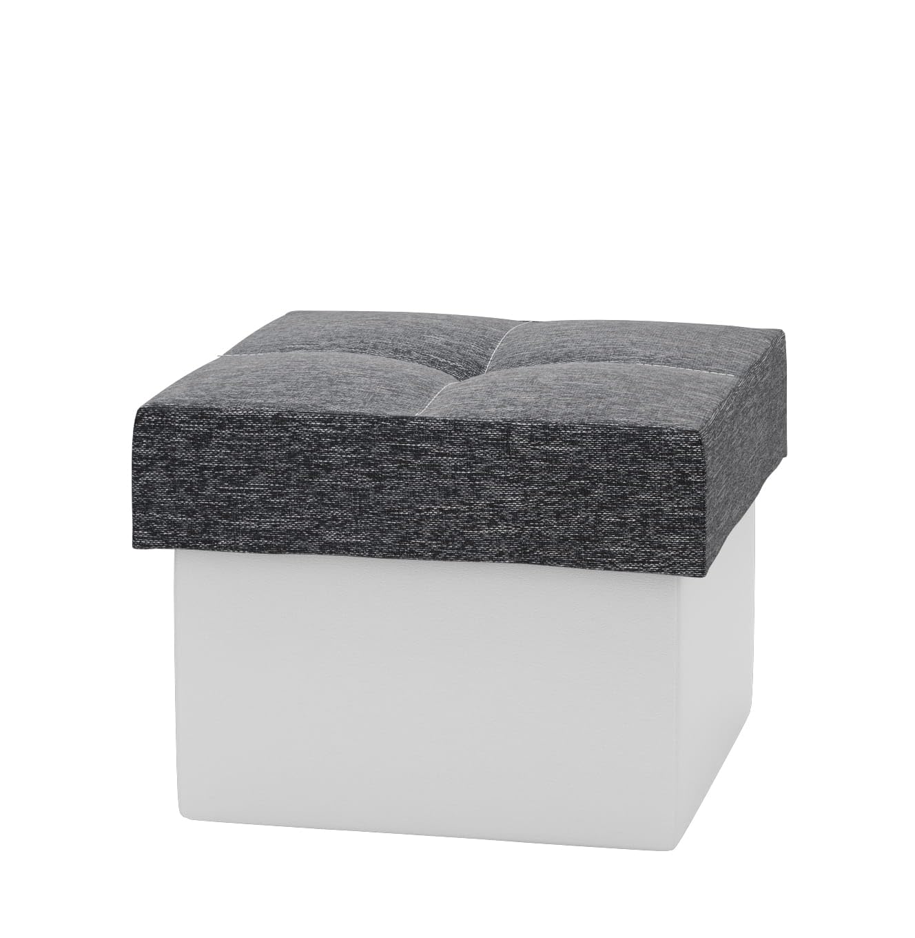 Pouf de rangement carré pour salon moderne, tabouret capitonné LIKMA