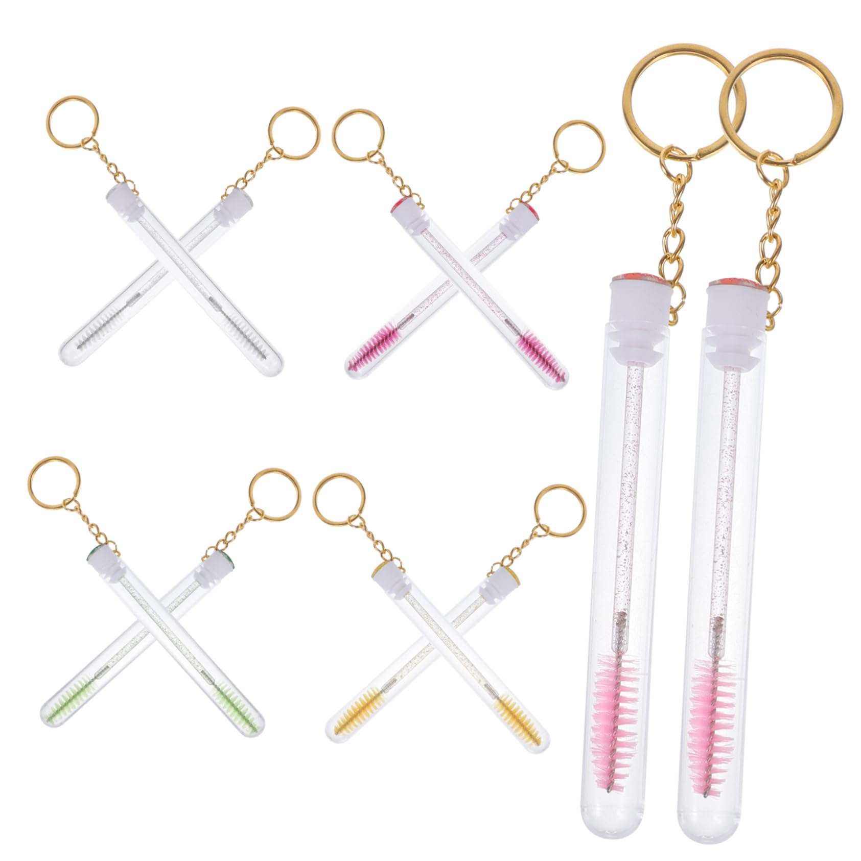 HAKIDZEL Luxury Eyelash Brush Tube Keychain Wispy Lashes Kit for Women 10pcs Lash Brush Set