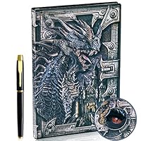 Diario Vintage De Dragón 3D + Juego De Bolígrafos, Cuaderno A5 Rayado, Organizador Personal DND Journal Notebook Planner, Regalo De Cumpleaños Para Hombres, Mujeres, Adultos, Niños (bronce