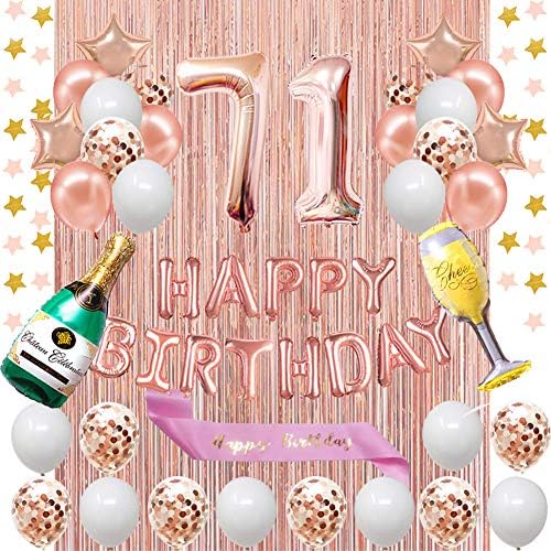 44th Birthday Decorations Kit - Rose Gold Banner, Sash & Balloons For Women's Party