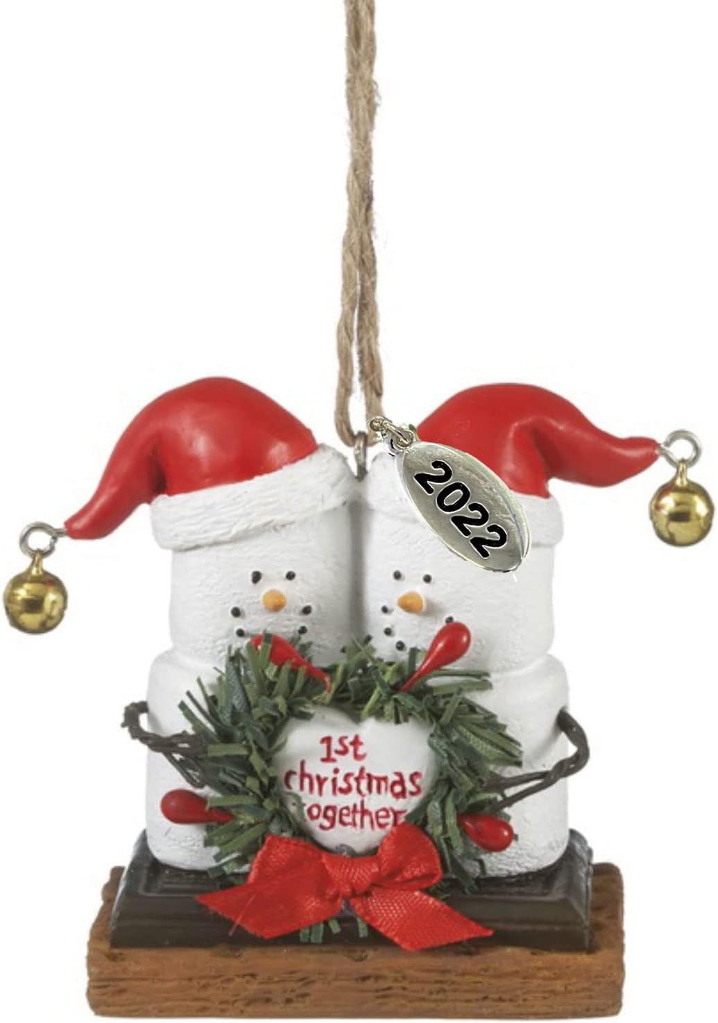 Our First Christmas Ornament 2022 Smores Wedding Ornament Just Married with Mr and Mrs Smores Ornament in Gift Box