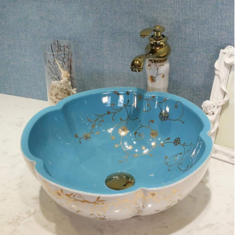 DWSS Countertop Basin Flowershaped handmade stone imitation porcelain