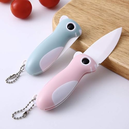 Miniatura 3 de Hidoer Cuchillo de pelar de cerámica, cuchillo plegable de bolsillo, hoja súper afilada de solo 2.3 pulgadas, corte de verduras para pelar frutas,