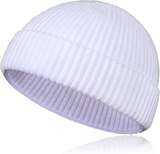 Kurze Fischermütze aus Wolle für Herren und Damen, Strickmanschette, Trawler, Mütze, Winter, warme Mützen