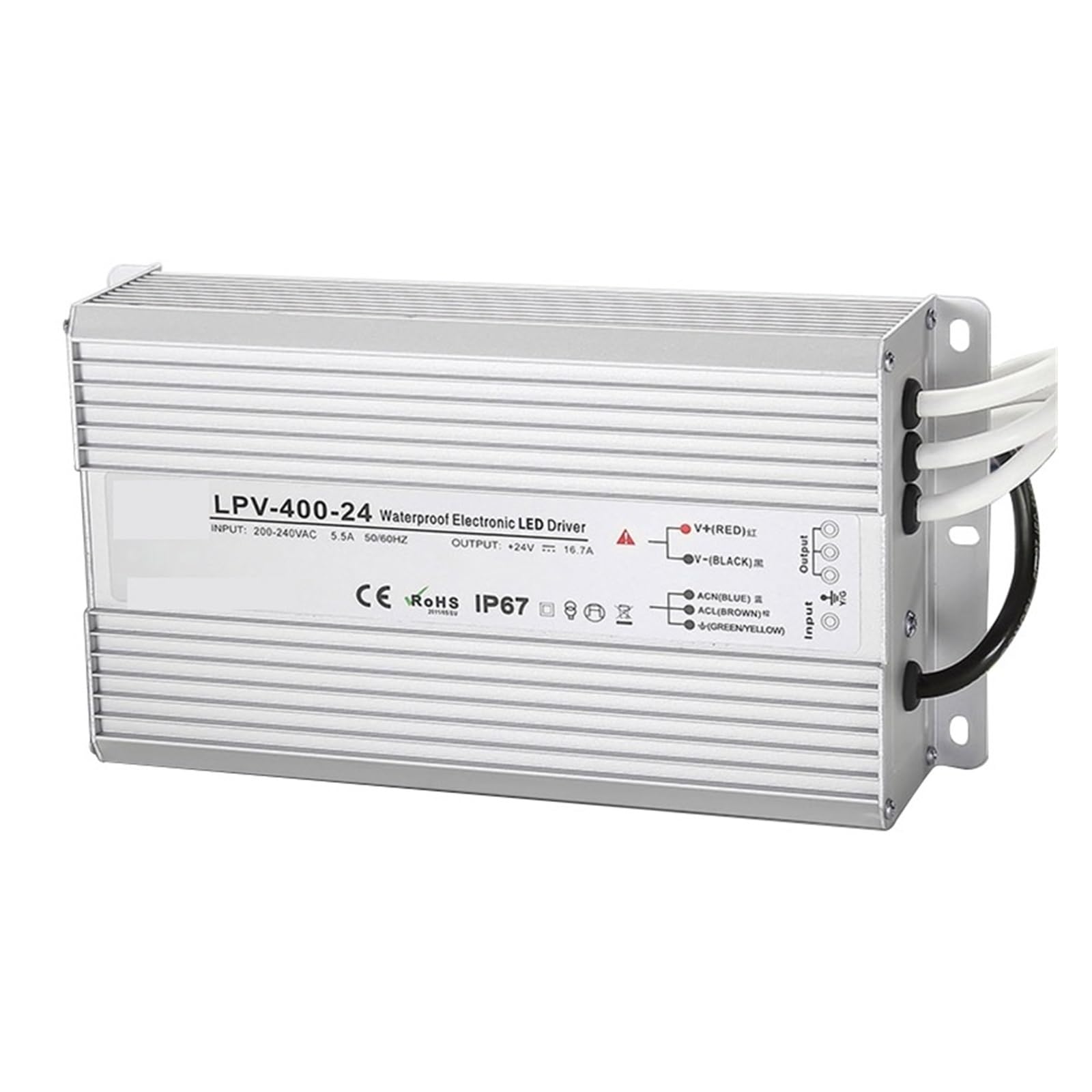 JNURGWLYH Waterproof Switching Power Supply 400W 500W 600W AC-DC 12V 24V 36V 48V IP67 Constant Voltage Driver Lighting(45V-400W)