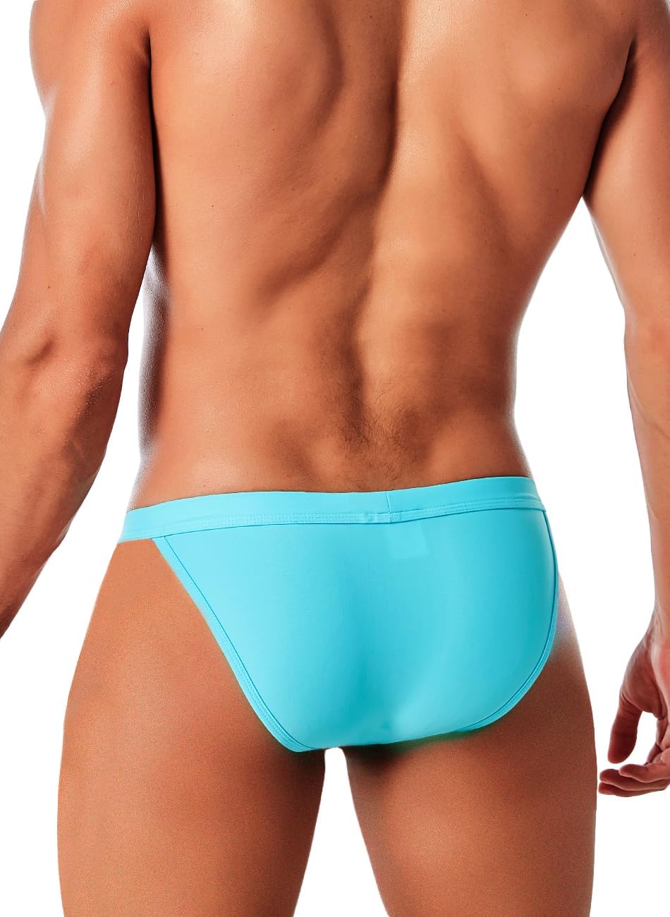 MIZOK Men's Sexy Solid Swim Bikini Swimsuit Quick Dry Metal Buckle Ring Swimwear - Image 6