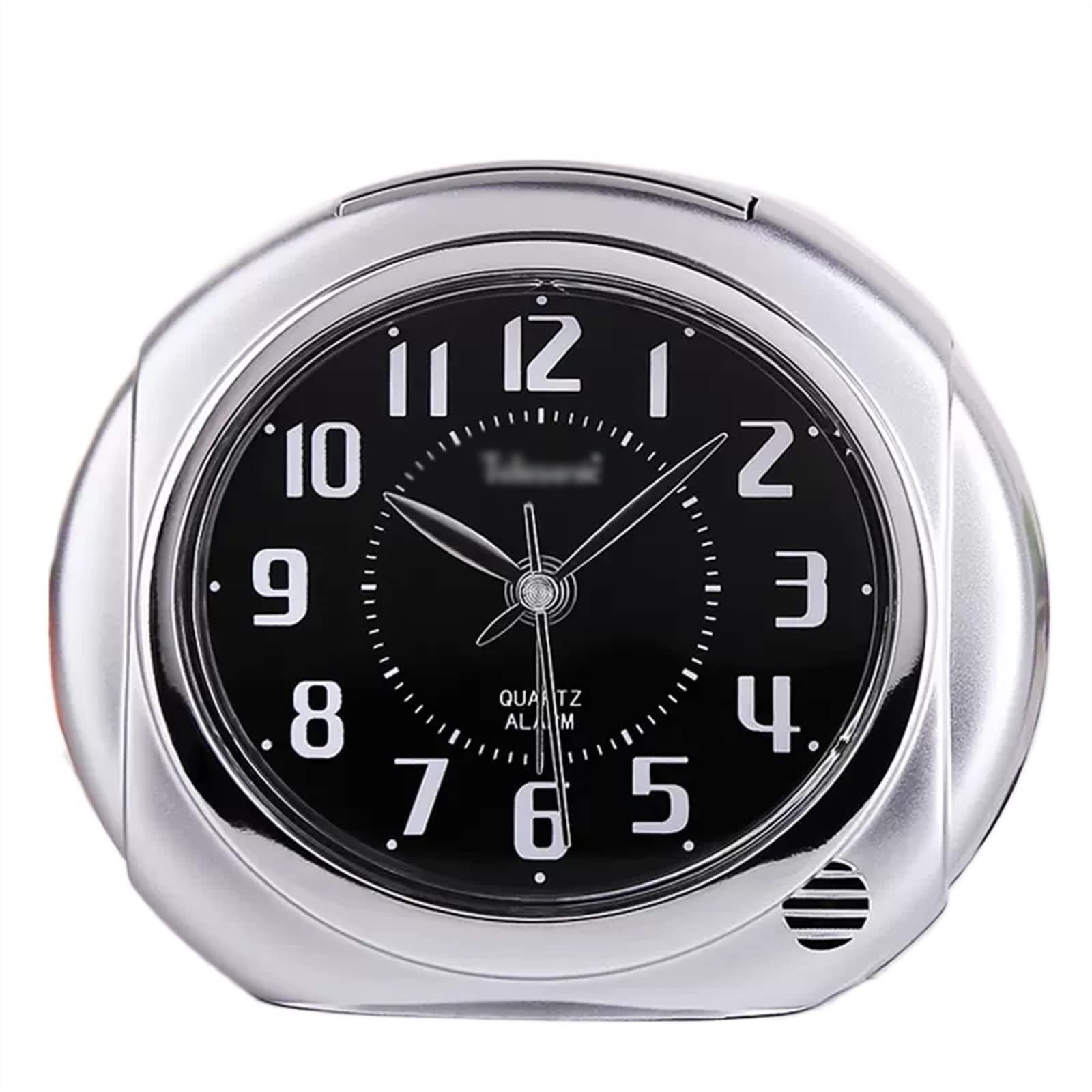 CFY652 Travel Clock 4" Non-Ticking Alarm Clock with Backlight, Silent with No Ticking Analog Quartz, Battery Operated Decoration(Silver)