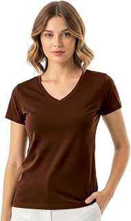 JUNEBERRY® Cotton Lycra Regular Fit V- Neck Solid Core Half Sleeves T-Shirt for Women & Girls (Colors Available: Black, Gr... Price In India