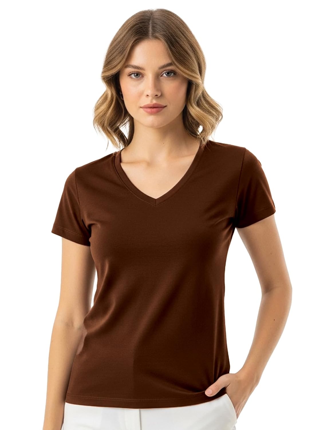 JUNEBERRY® Cotton Lycra Regular Fit V- Neck Solid Core Half Sleeves T-Shirt for Women & Girls (Colors Available: Black, Gr... - Review, Price and Buying Guide