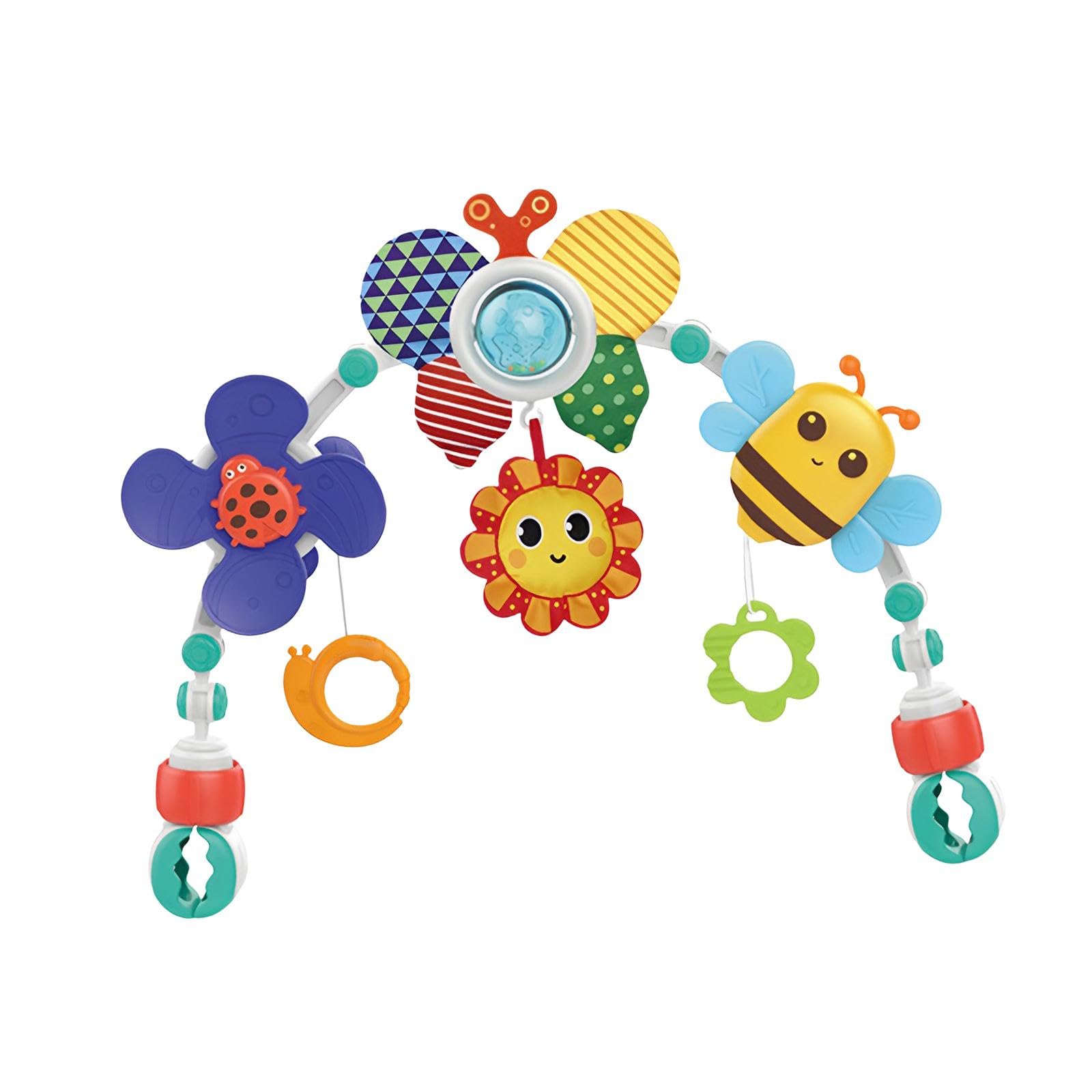 Arche de Poussette Jouet Activité Suspendue Mélodie Animaux Pliable Système Rotatif Convient à Nouveau-né Lit Bébé, Papillon