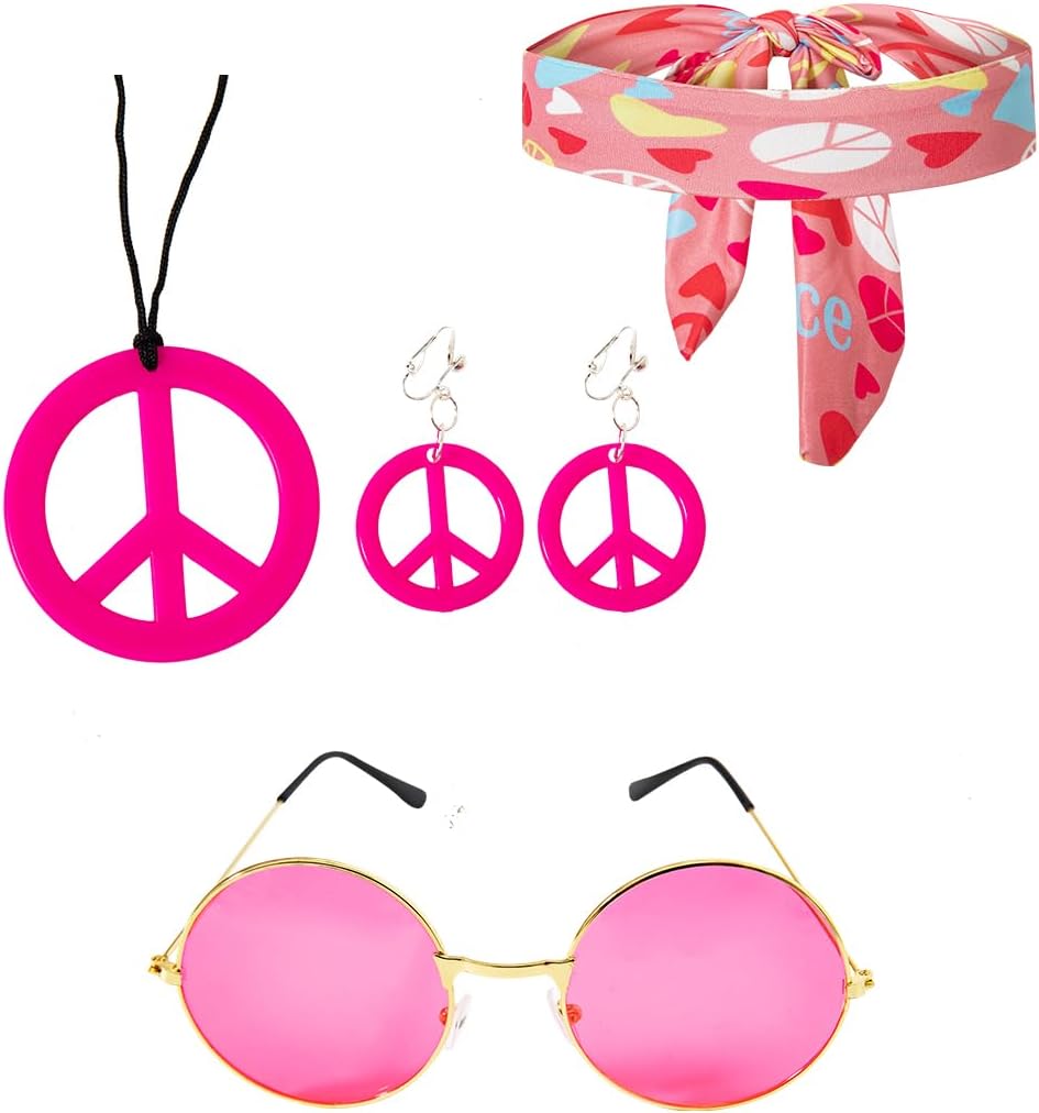 60s 70s Outfits Hippie Kid Girls Costume Set Disco Boho Flared Pants Accessories Set - Image 6