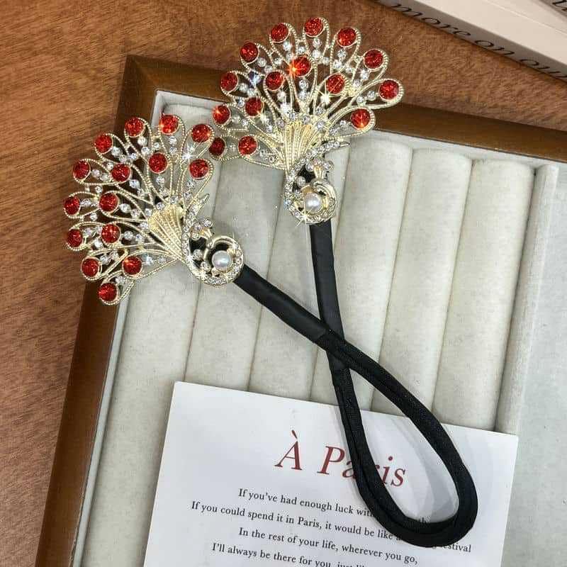 3pcs Ucubwfu Lazy Hair Curler，Peacock Hair Bun Maker，Ladies Hair Bun Shaper，Rhinestone Hair Clips image 5