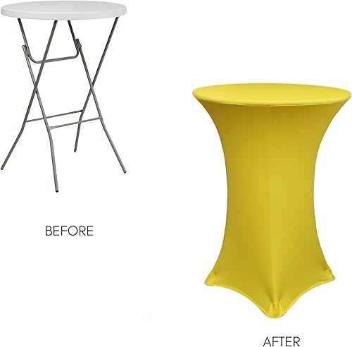 Miniatura 3 de YOUR CHAIR COVERS - Mantel redondo de elastano elástico para cóctel, 30 pulgadas de profundidad x 42 pulgadas de alto, color amarillo, mantel