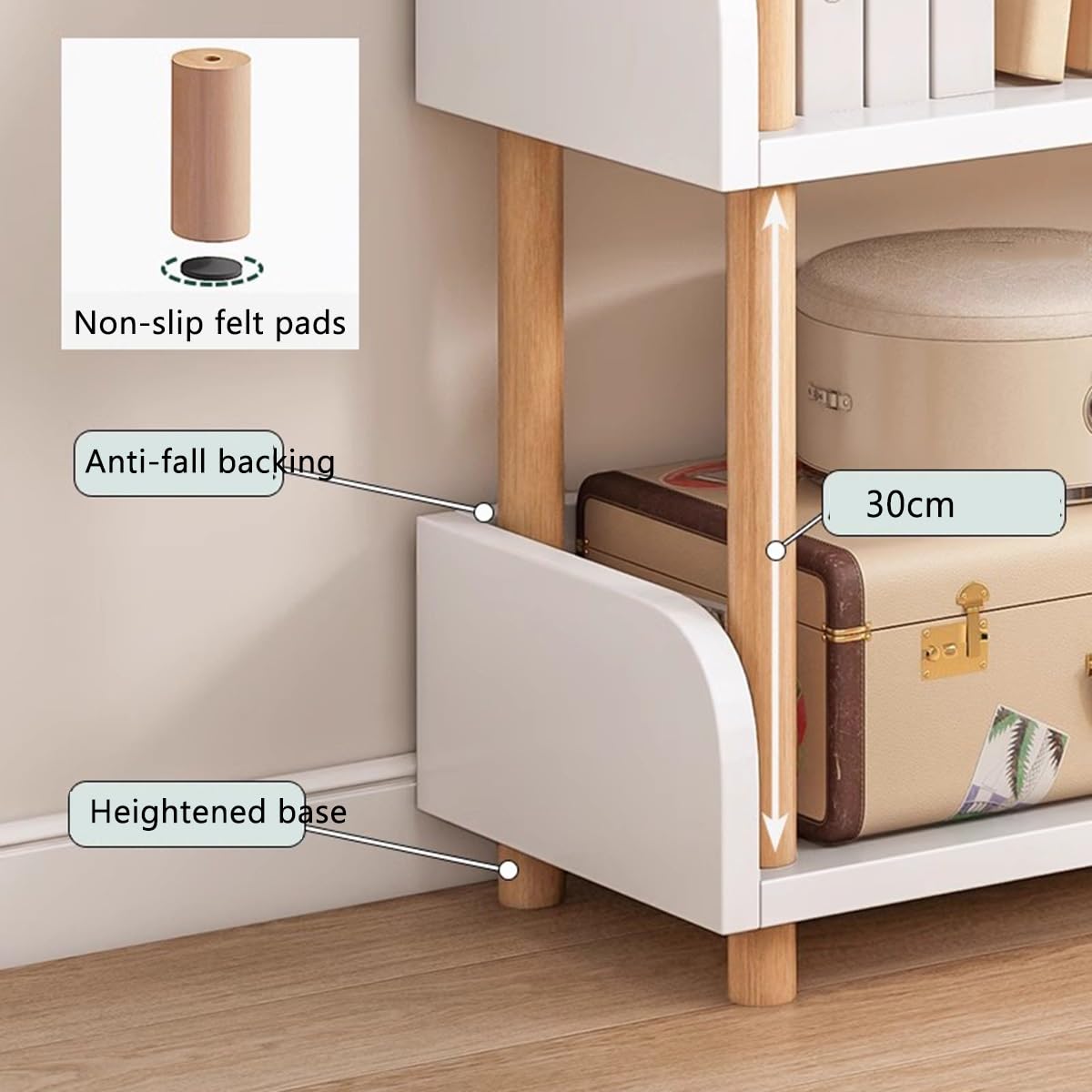 GIZNXBA Libreria Angolare Scaffale Libreria Legno Estante De Esquina Organizador para El Hogar Y La Oficina, Armario De Almacenamiento para Sala De estar, Pasillo, Cuarto De baño(3 Tier White 60 cm)
